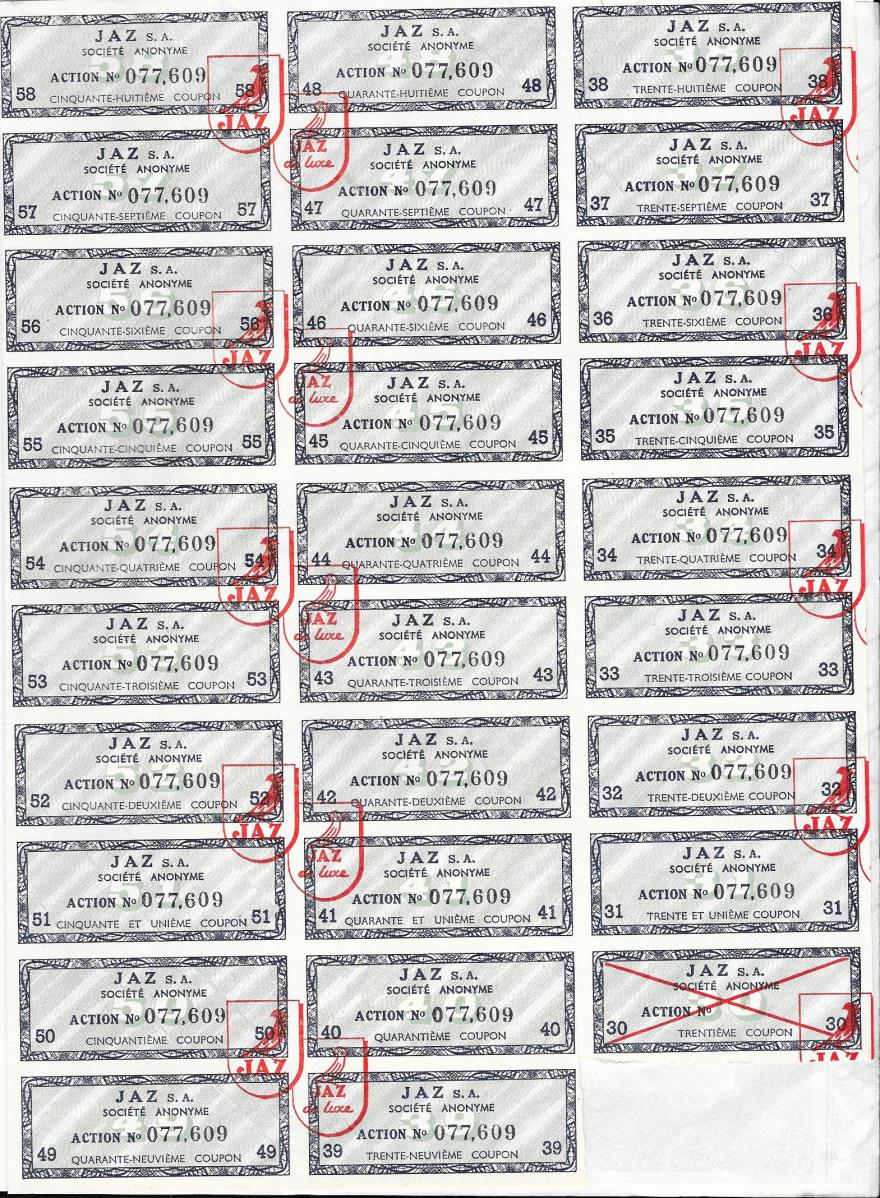 Jaz Action 50 Francs coupons