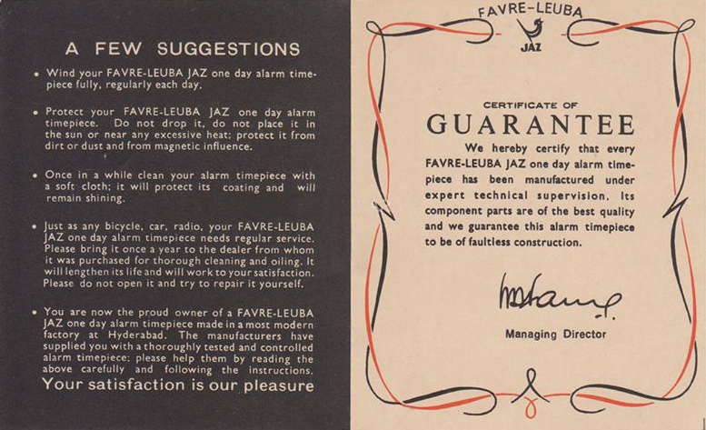 favre -leuba guarantee verso