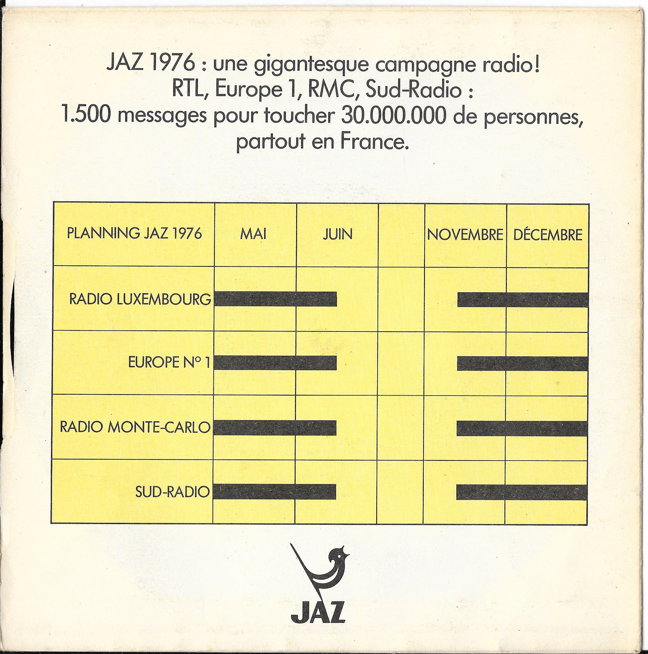 Jaz disque souple 1976 recto