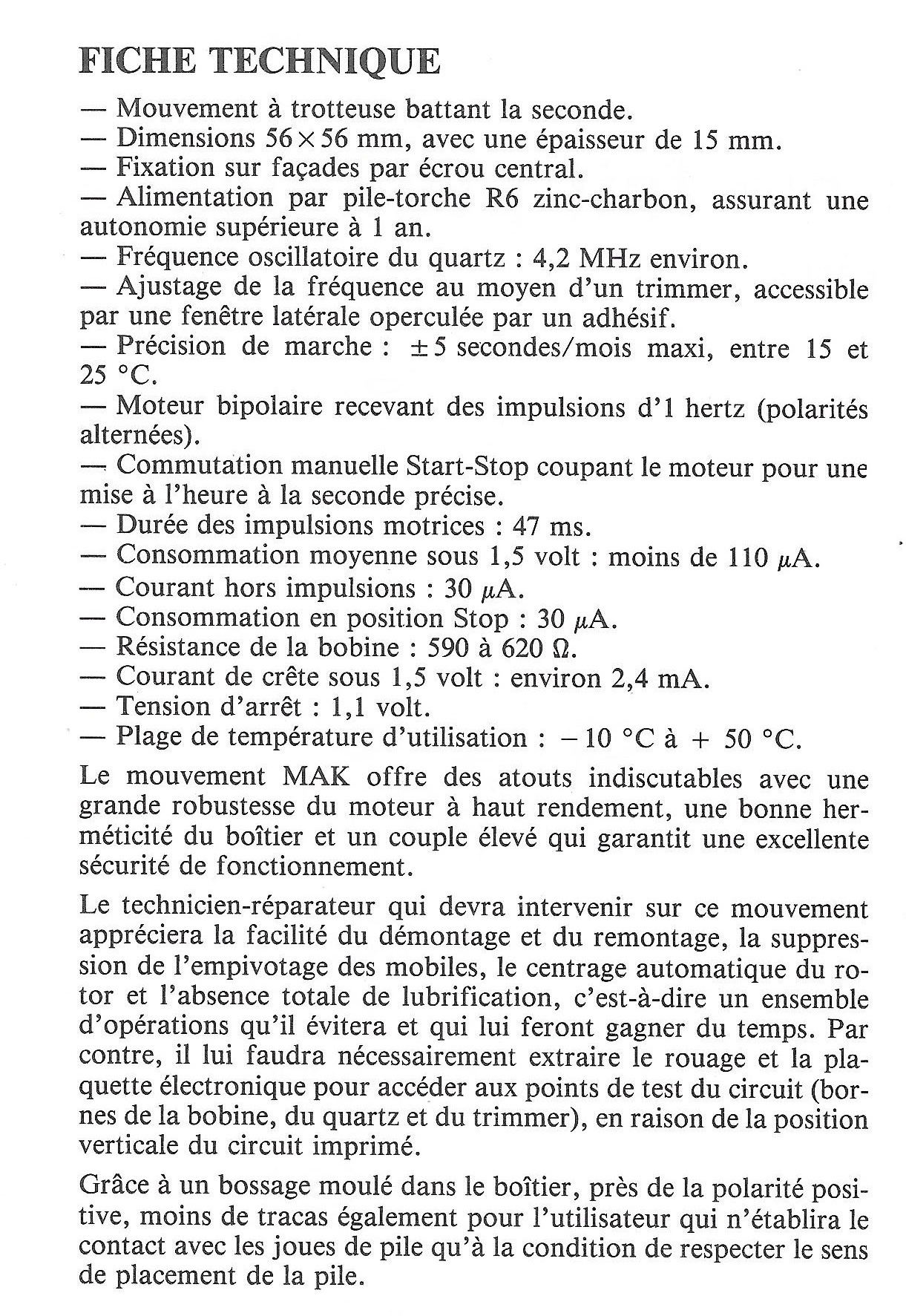 calibre MAK La France Horlogère n°375 Février 1977 page 62