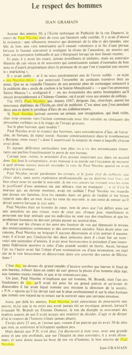 jean gramain hommage à Paul Nicolas