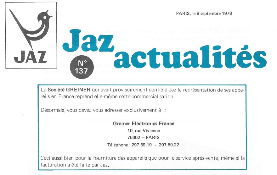 Jaz Actualités 8 sept 1978