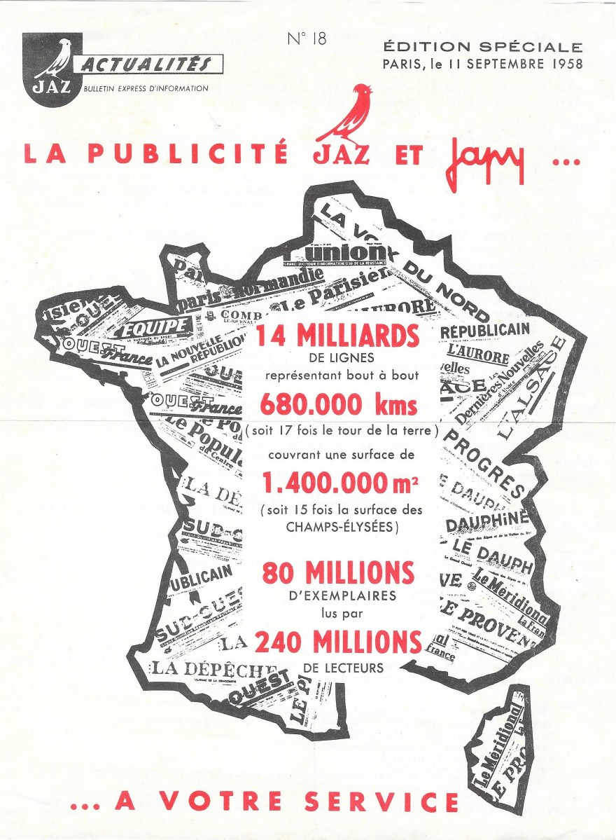 publicitÃ© Jaz actualitÃ©s nÂ°18 1958