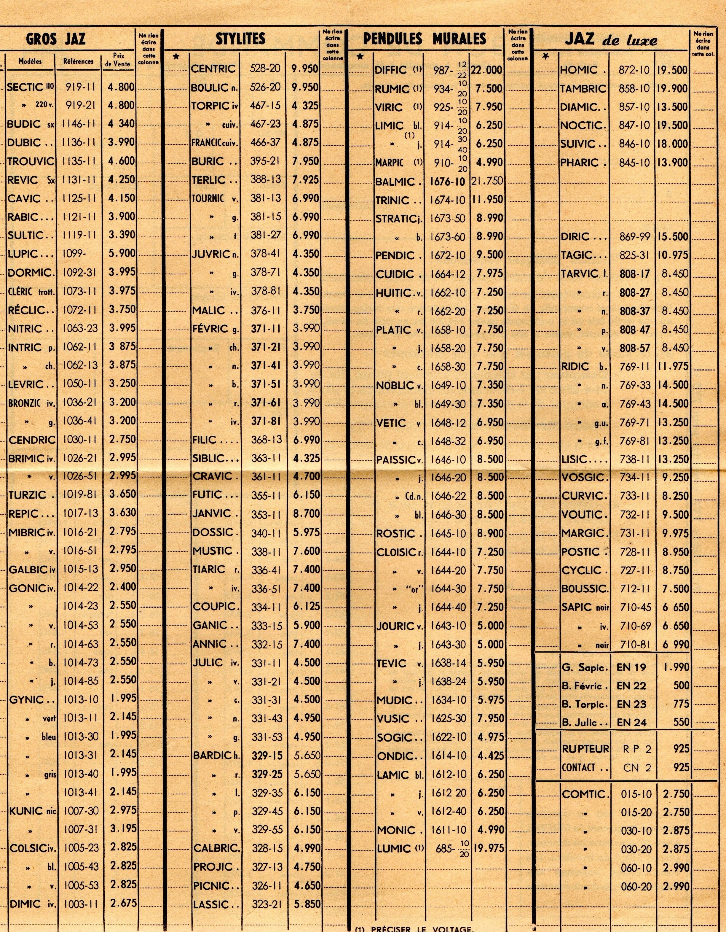 1958 bon de commande tarif FC 58 Janvier 1959 page 2