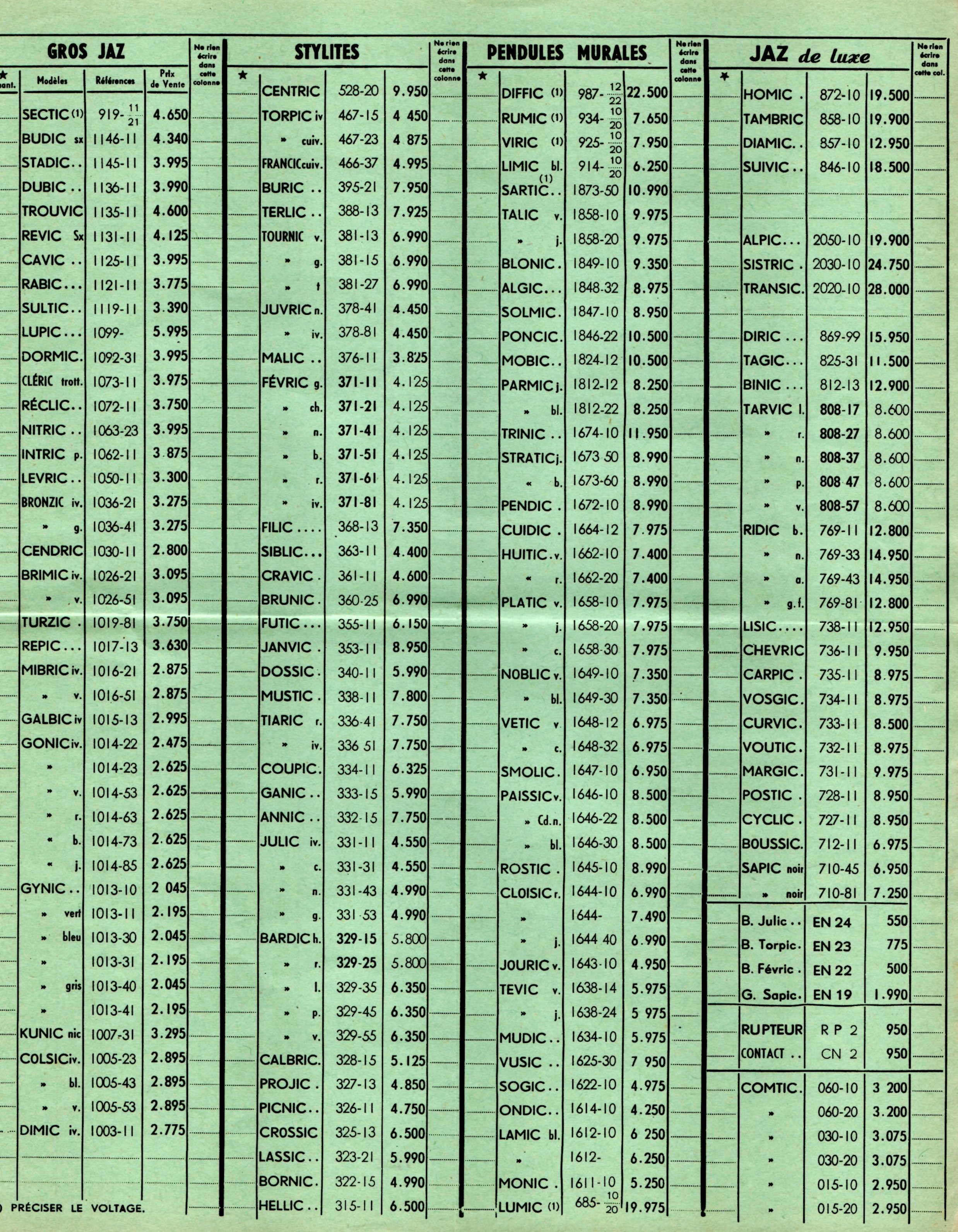 1959 bon de commande du tarif FA 59 Mai 1959 page 2