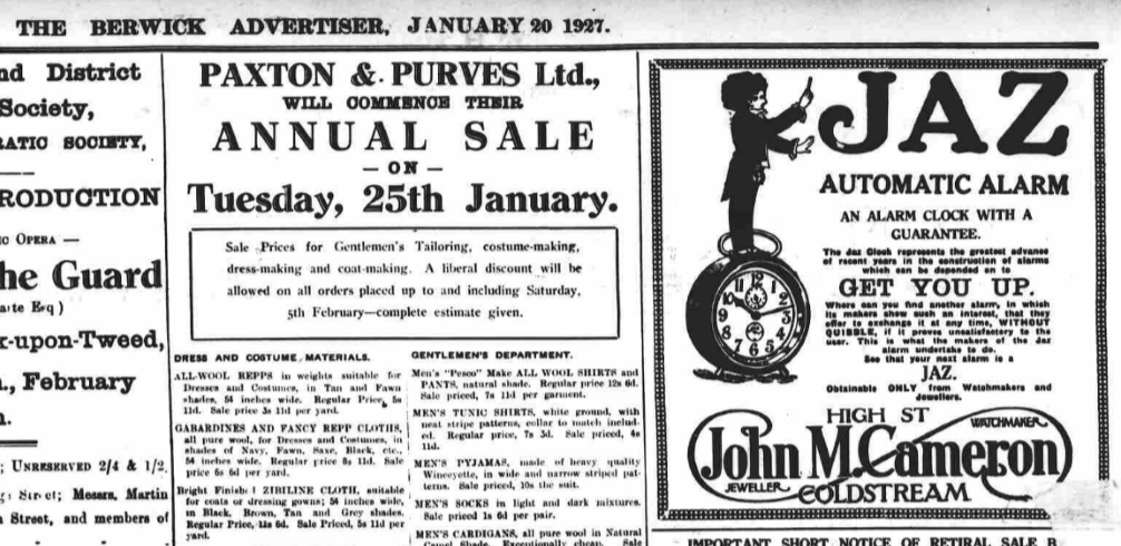 1927 janv 20 the Berwick Advertiser