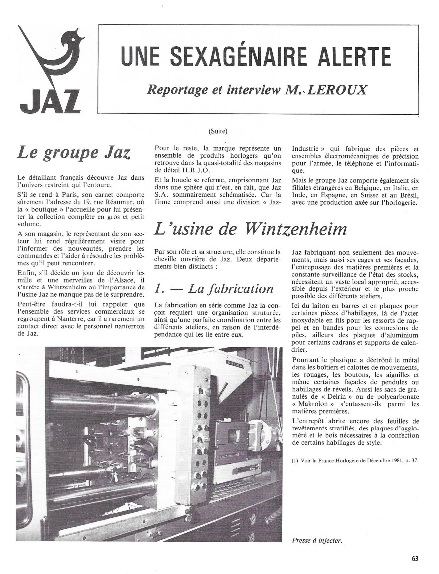 La France Horlogère n°429 Janv 1982 page 63