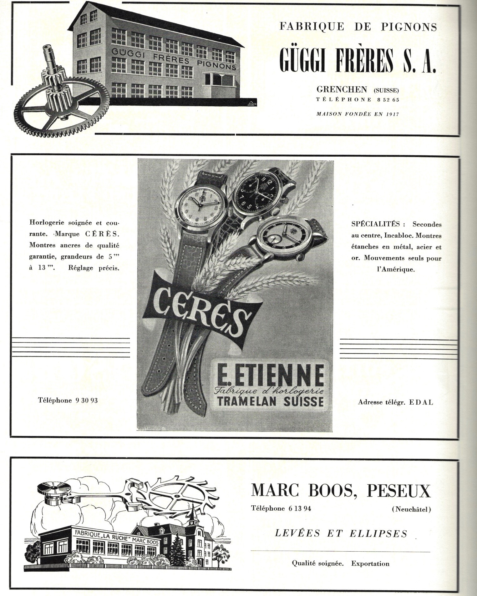 1947 Guggi_Freres_Grenchen_Ceres_E.Etienne_Tramelan_Marc_Boos_Peseux_pub 1947