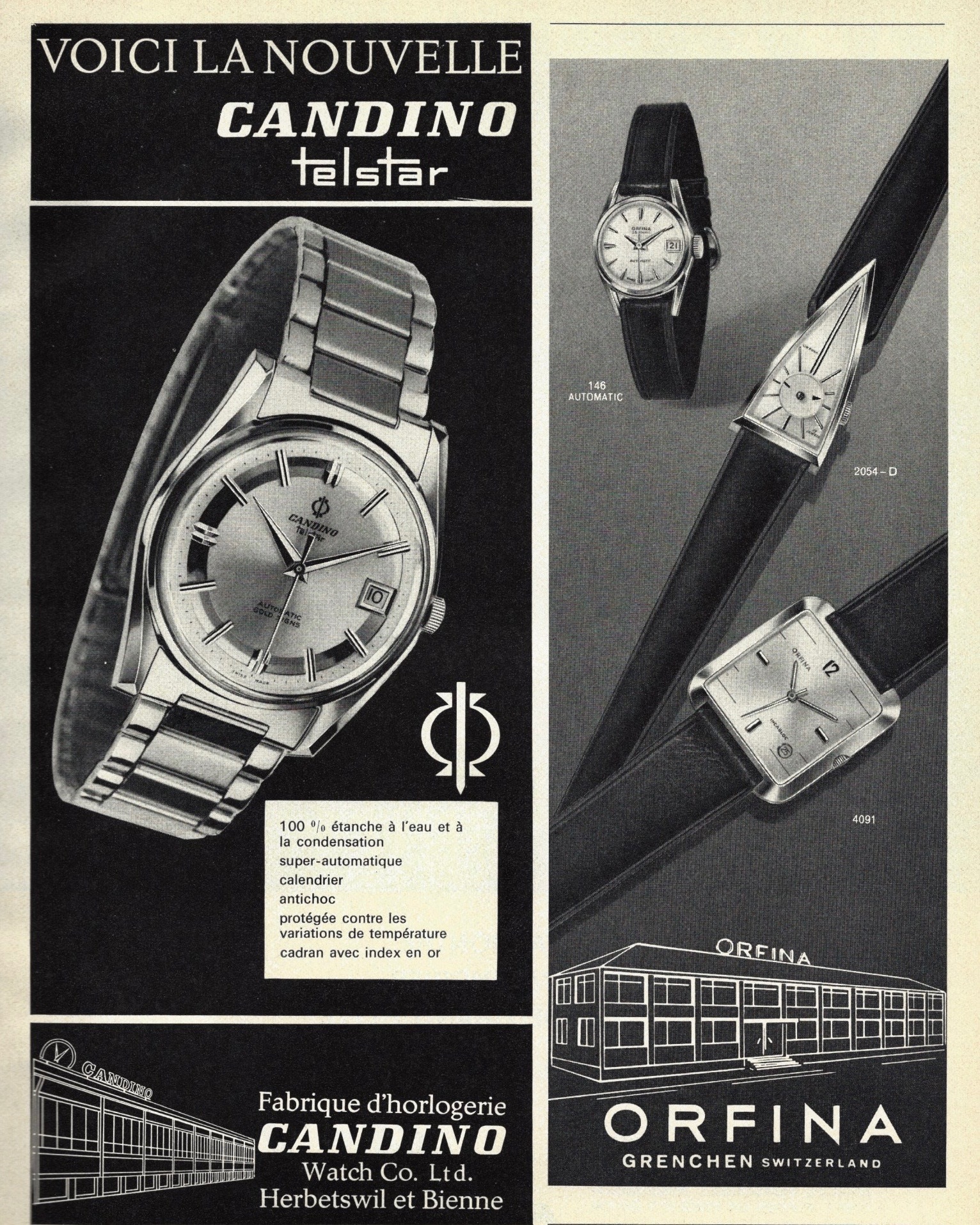 1964 Candino_Telstar_biene_Orfina_grenchen_publicites_horlogeres_1964