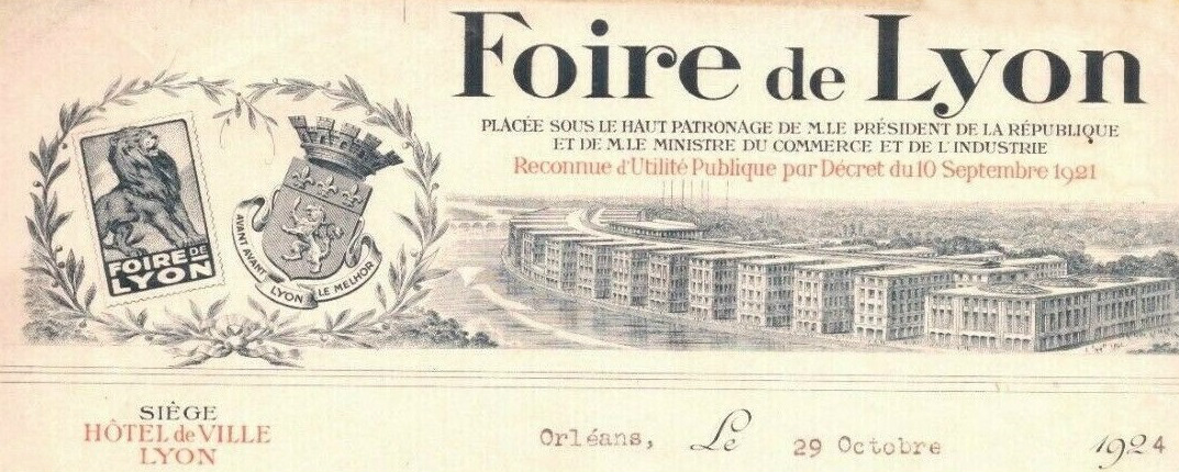 FOIRE-DE-LYON 1924 papier à en tête