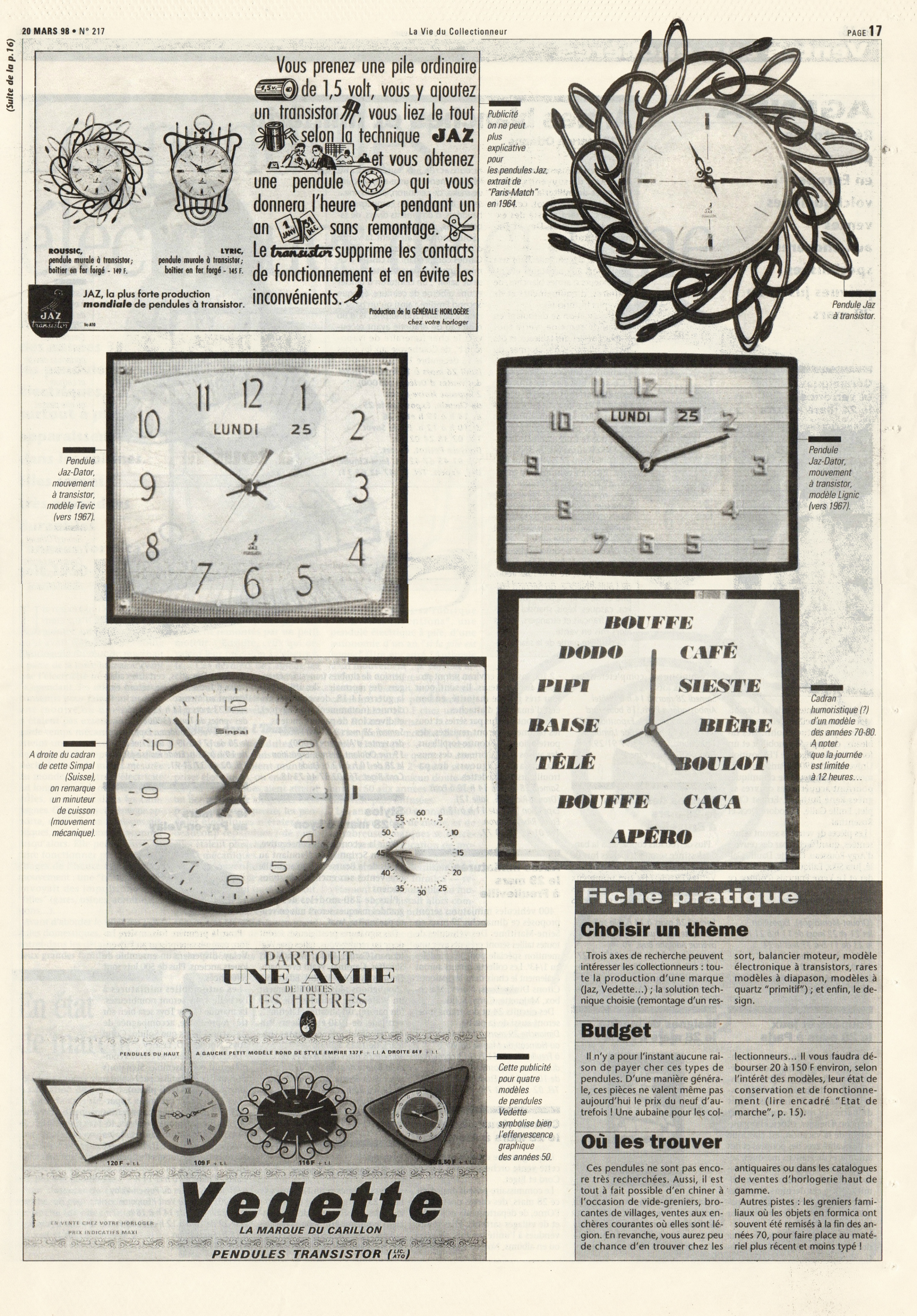 La vie du collectionneur n°217 Mars 1998 page 17a