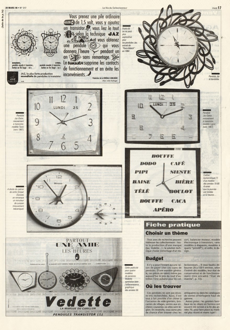La vie du collectionneur n°217 Mars 1998 page 17a